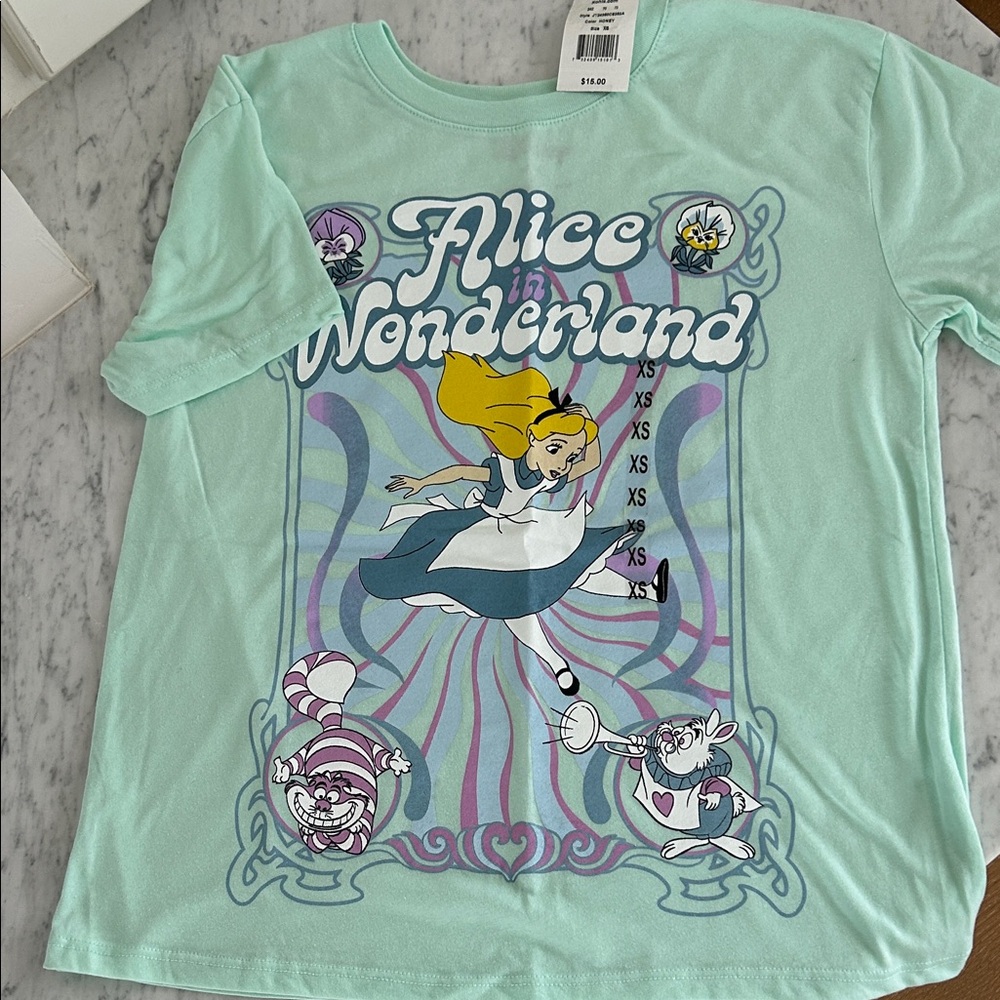 Kohl's Alice in Wonderland Mint Green tee